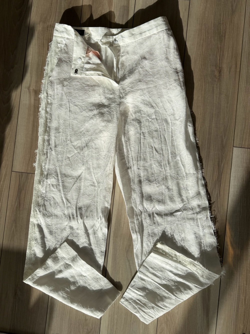 Zara White Wide Leg Blend Pants - Picture 3 of 6